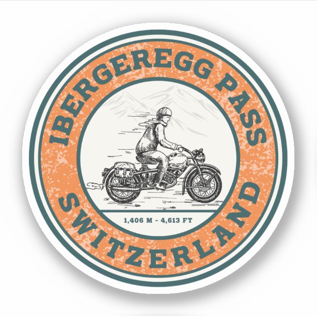 Sticker Balade en moto Ibergeregg Pass alpes suisses (Devant)