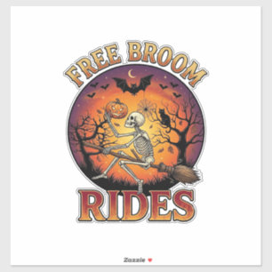 Sticker Balais Gratuits Promenades Halloween Squelette Cit