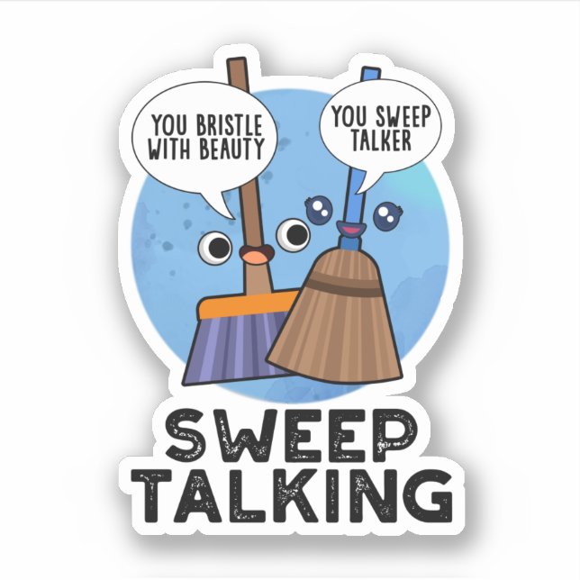 Sticker Balayage Parler Drôle Doux Parler Broom Pun (Devant)