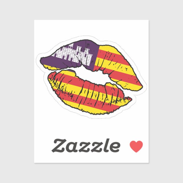 Sticker Baléares Baléares Rouge à lèvres d'amour Drapeau (Feuille)