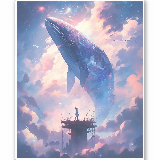 Sticker Baleine Dans Le Ciel L'Art Imaginaire (Devant)