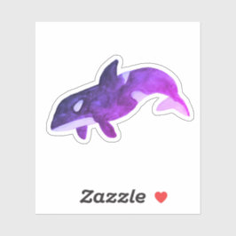 Sticker Baleine tueuse à l'aquarelle violette Orca