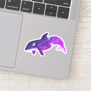 Sticker Baleine tueuse à l'aquarelle violette Orca