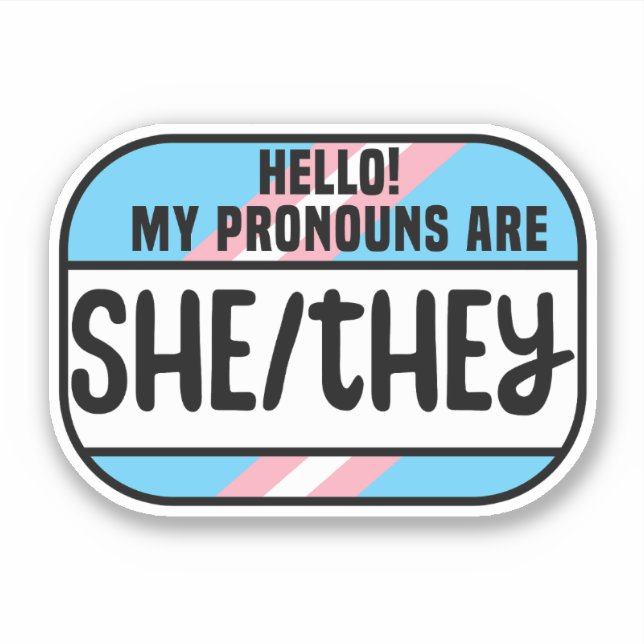 Sticker Balise de nom LGBT Pronononounes Elle Eux (Devant)
