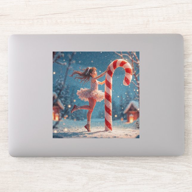 Sticker Ballerina Anime Fille et Sucre de canne Noël (Ordinateur)