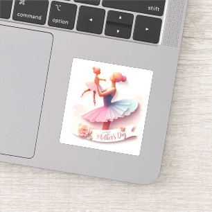 Sticker Ballerina Mignonne Aquarelle Mère silhouette Stick
