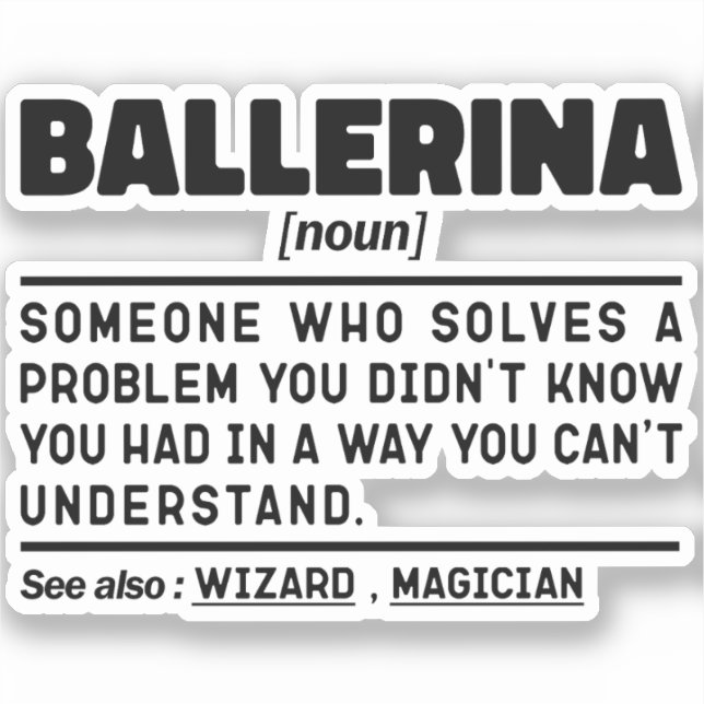 Sticker Ballerina Noun Définition Cool Danser Amant Dansan (Recto)