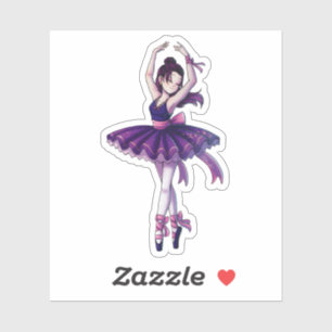 Sticker Ballerina pourpre étoilée