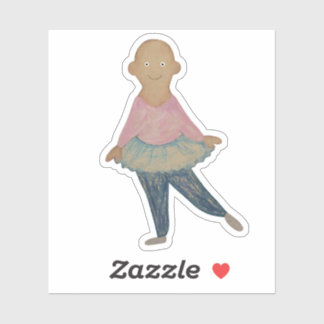 Sticker Ballerine de ballon en jupe bleue.