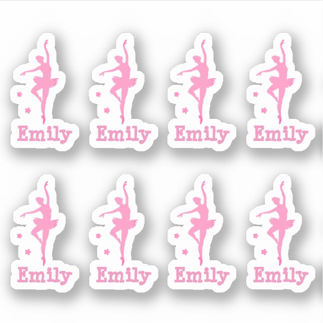 Sticker ballerine rose personnalisée (Devant)