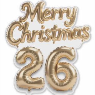 Sticker Ballon en feuille d'or brillant Joyeux Noël