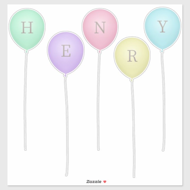 Sticker Ballons Whimsical Pastel Lumineux Lettres Personna (Feuille)
