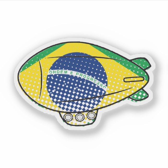 Sticker Ballotte Blimp Drapeau Brésilien Dans Ciel Bleu Cu (Devant)