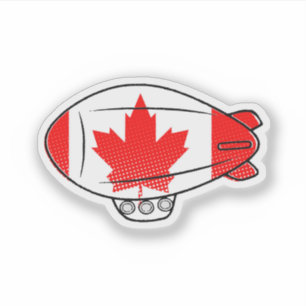 Sticker Ballotte Blimp Drapeau Canadien Dans Ciel Bleu Per