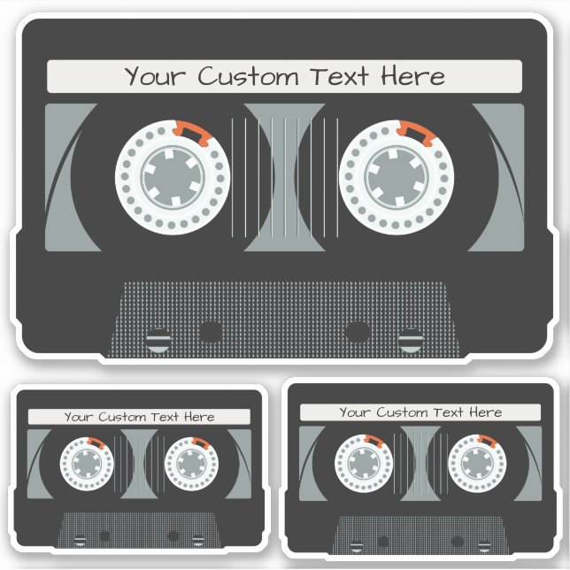 Sticker Bande Casette Retro texte personnalisé (Devant)