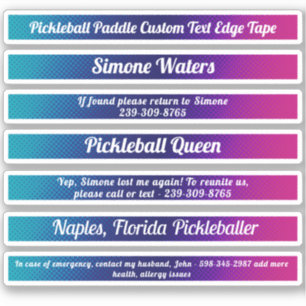 Sticker Bande de bord de pickleball cool Nom personnalisé 