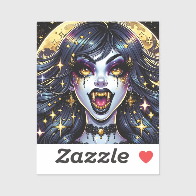 Sticker Bande dessinée Style Vampire Halloween Party (Feuille)