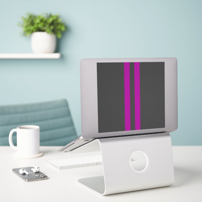 Sticker Bandes de course rose chaud en fibre de carbone (Ordinateur portable sur le bureau)