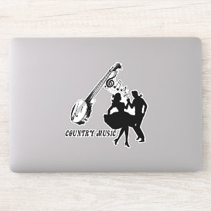 Sticker Banjo Guitar Musique country Danseurs Silhouette A