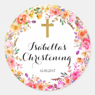 Sticker baptême Christening - Croix d'or