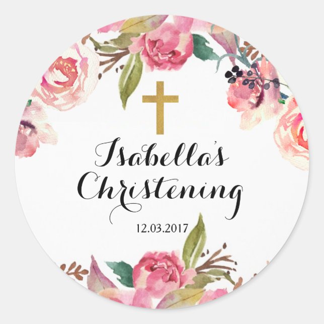 Sticker baptême Christening - Croix d'or (Devant)