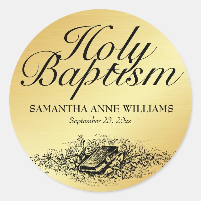 Sticker Baptême d'or avec la Bible, pour un adulte (Devant)