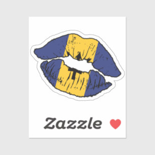 Sticker Barbade Barbadien Lipstick Love Drapeau