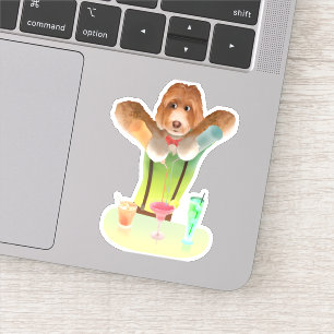 Sticker Bartending Dog in Retro Bar