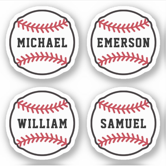 Sticker Baseball avec nom ou texte personnalisé, ensemble  (Devant)