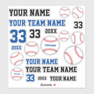 Sticker Baseball Ball Player Nom de l'équipe Numéro Année