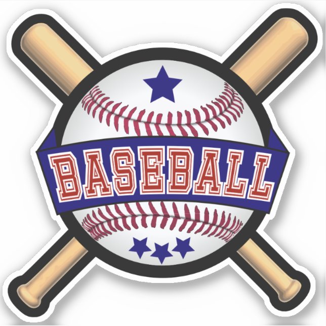 Sticker Baseball - Bleu - Kiss-Cut (Devant)