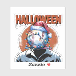 Sticker Baseball festif : Halloween se rencontre Noël