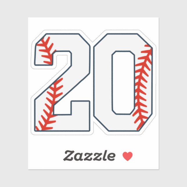 Sticker Baseball Jersey Number 20 (Feuille)