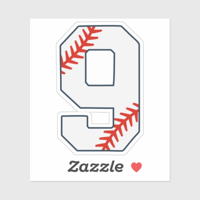 Sticker Baseball Jersey Number 9 (Feuille)