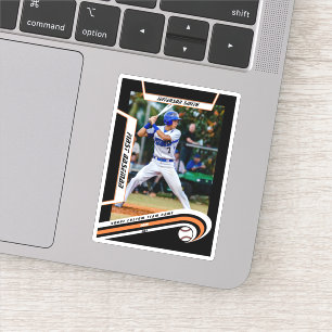 Sticker Baseball Souvenirs Orange Noir Personnalisé