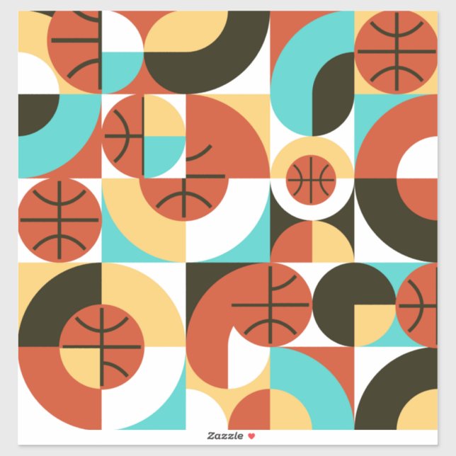 Sticker Basket-ball art géométrique Abstrait (Feuille)