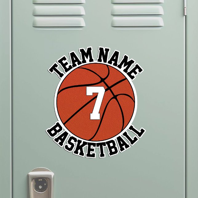 Sticker Basket-ball Nom de l'équipe et numéro du joueur Sp (Basketball sticker with custom team name and player number on metal locker)