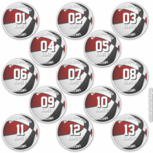 Sticker basketball noir rouge coutume 13 joueurs noms