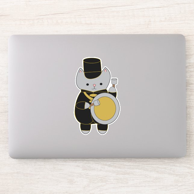 Sticker Bass Drummer Marquage Bande Chat Noir Jaune Or (Ordinateur)
