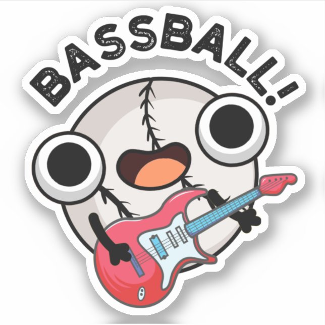 Sticker Basse-ball Funny Baseball Bass Guitariste Pun (Devant)