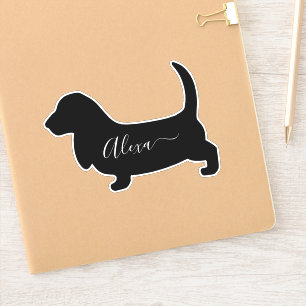 Sticker basset hound chien personnalisez votre nom autocol