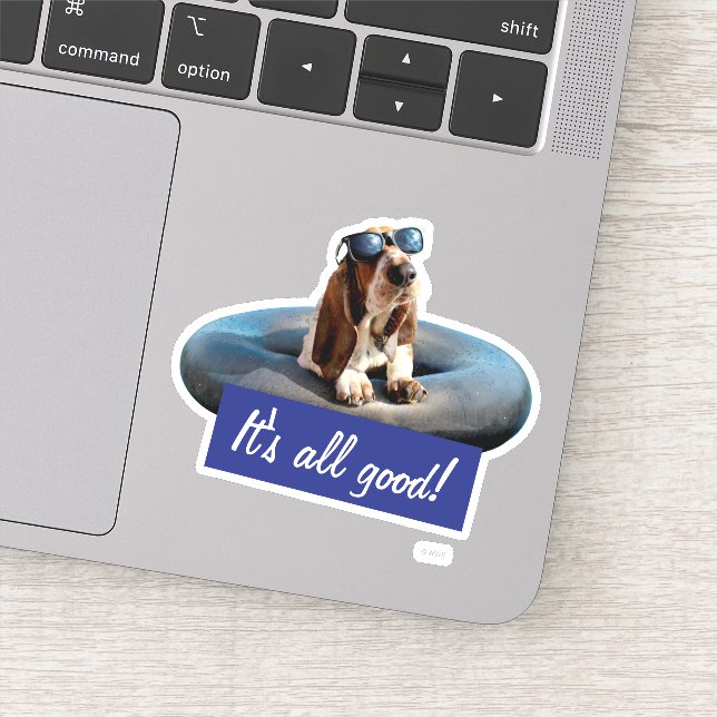 Sticker Basset Hound Dans Les Lunettes De Soleil (Détail)