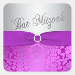 Sticker Bat mitzvah argenté et pourpre