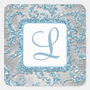 Sticker Bat mitzvah Damask Winter Wonderland 5