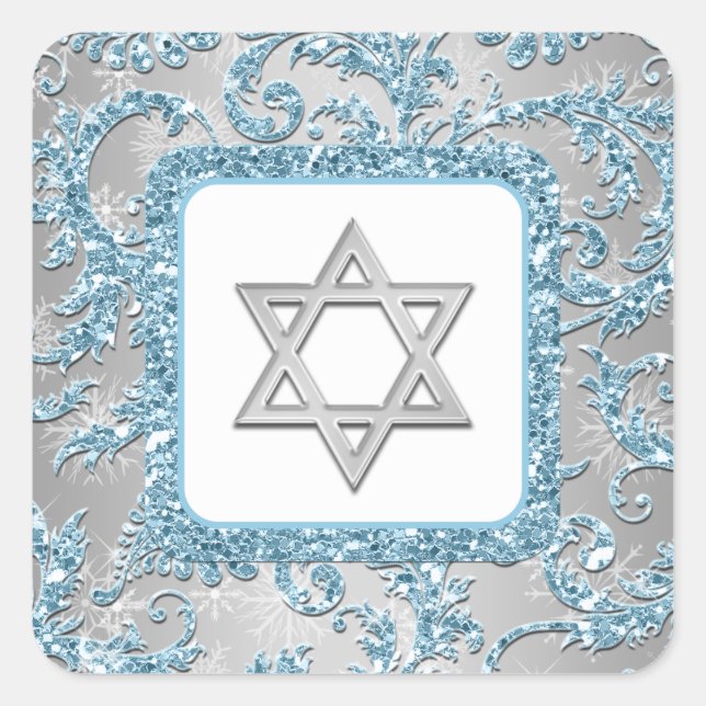 Sticker Bat mitzvah Damask Winter Wonderland 6 (Devant)