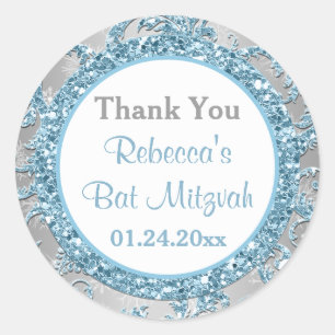 Sticker Bat mitzvah Damask Winter Wonderland 7