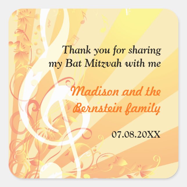 Sticker Bat mitzvah des Clefs de musique (Devant)