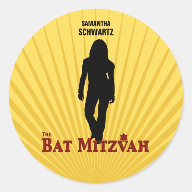 Sticker bat mitzvah Star Movie Jaune Bleu (Devant)