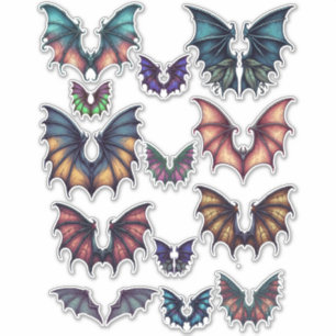 Sticker Bat Wings Color Illustrations ARt Collage