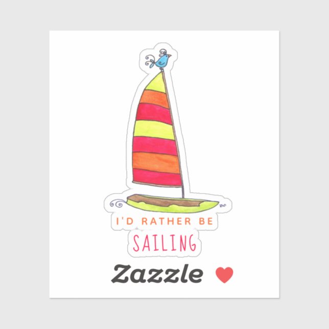Sticker Bateau à voile mignon oiseau d'été (Feuille)